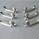 6 duck-shaped knife holders in silver metal with flower holder, Art Deco