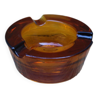 Amber glass ashtray
