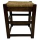 Vintage wooden stool straw seat 60s minimalist design