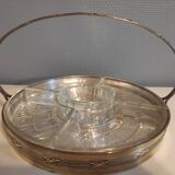 Silver metal servant with 5 carved glass raviers