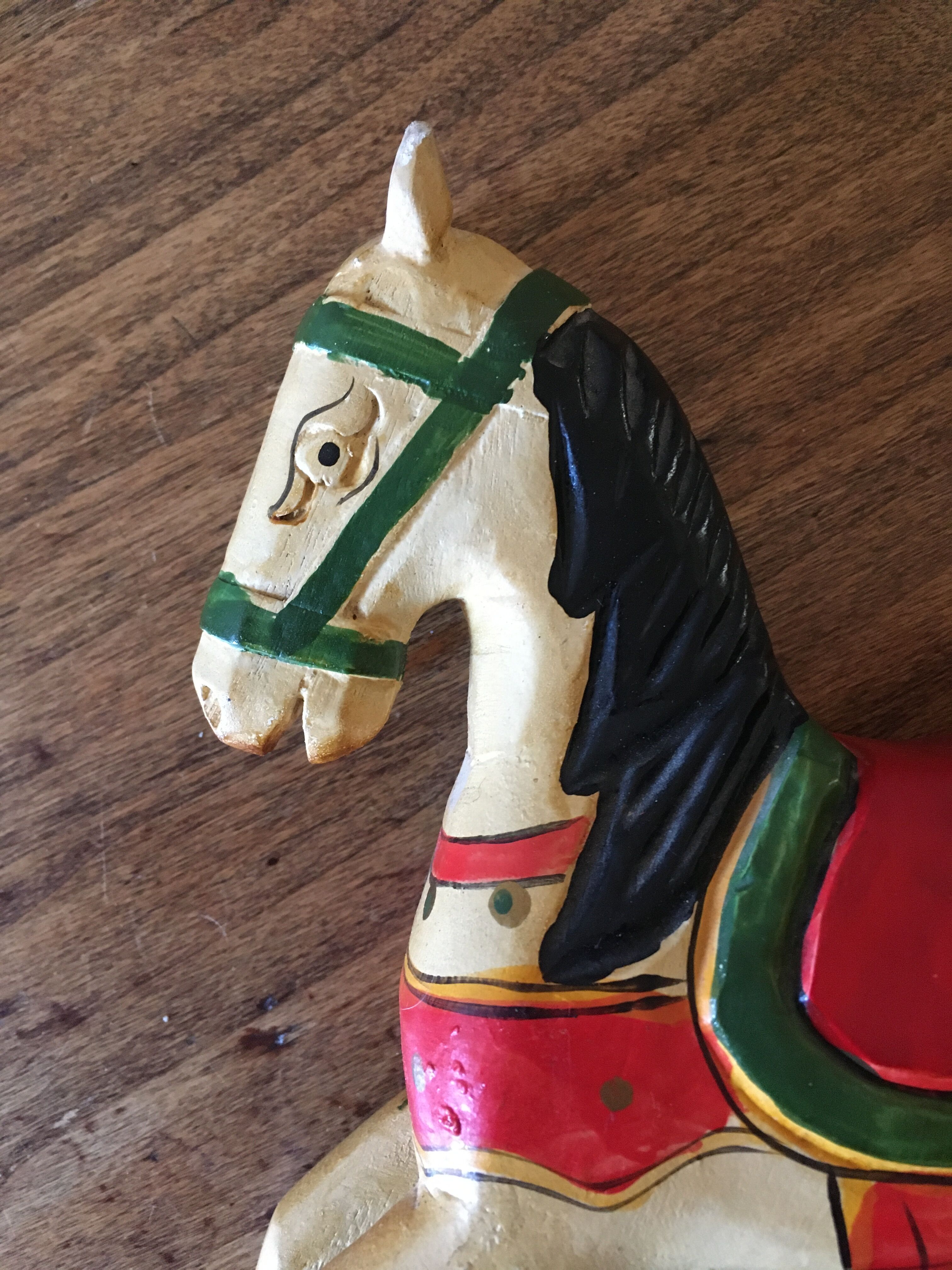 Wooden rocking horse, decorative, artisanal