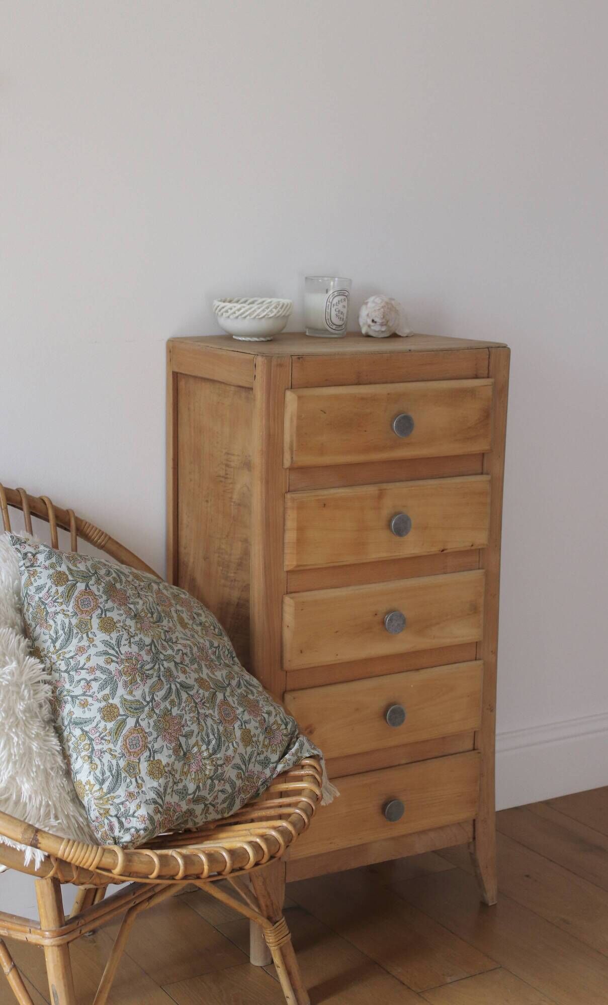 Raw wood chest of drawers
