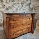 Antique commode, walnut and oak, marble top, 3 drawers, France circa 1820–1850.