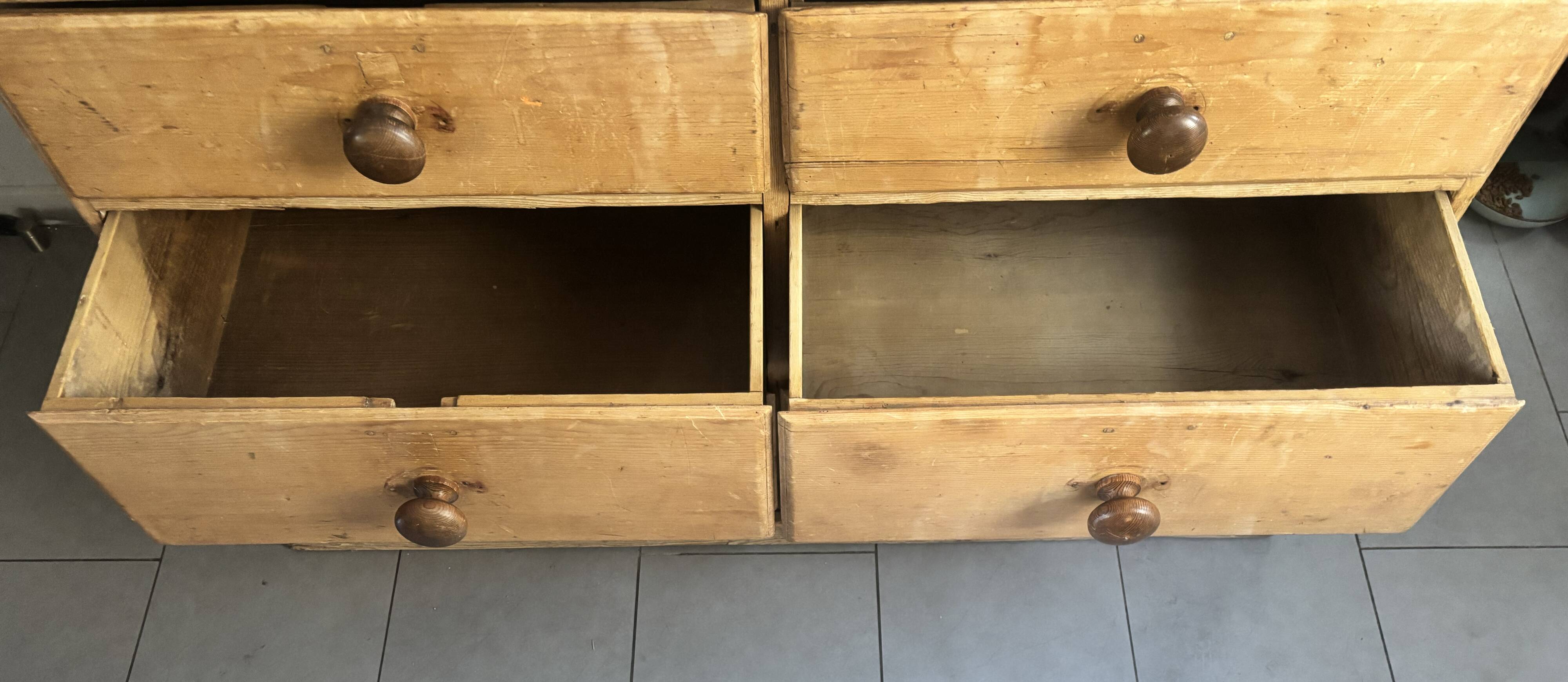 Vintage solid pine English trade counter furniture