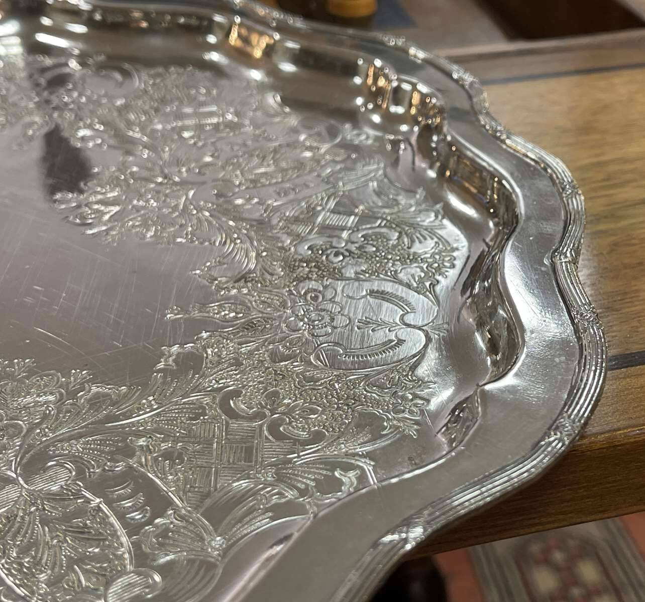 Silver metal tray