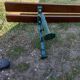 Old garden bench with cast iron feet