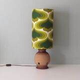 Vintage pottery table lamp with a new custom lampshade.
