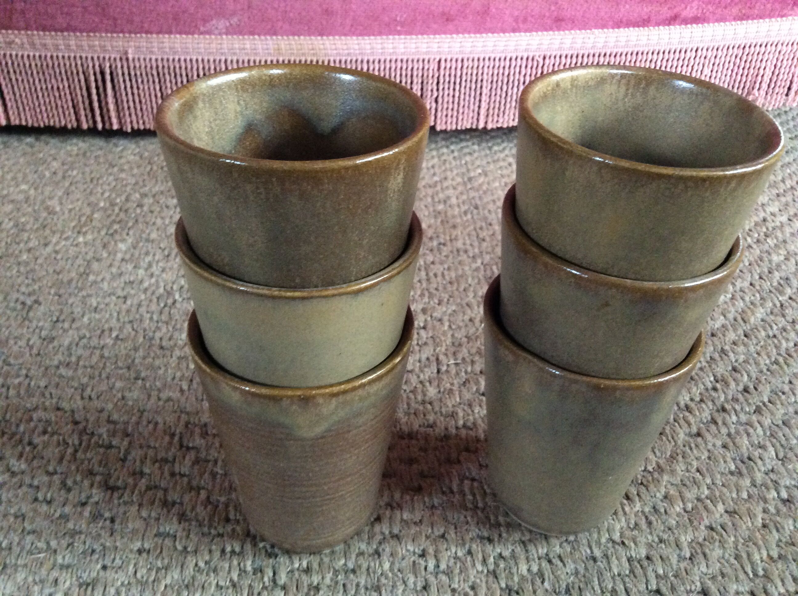 Series of 6 sandstone cups