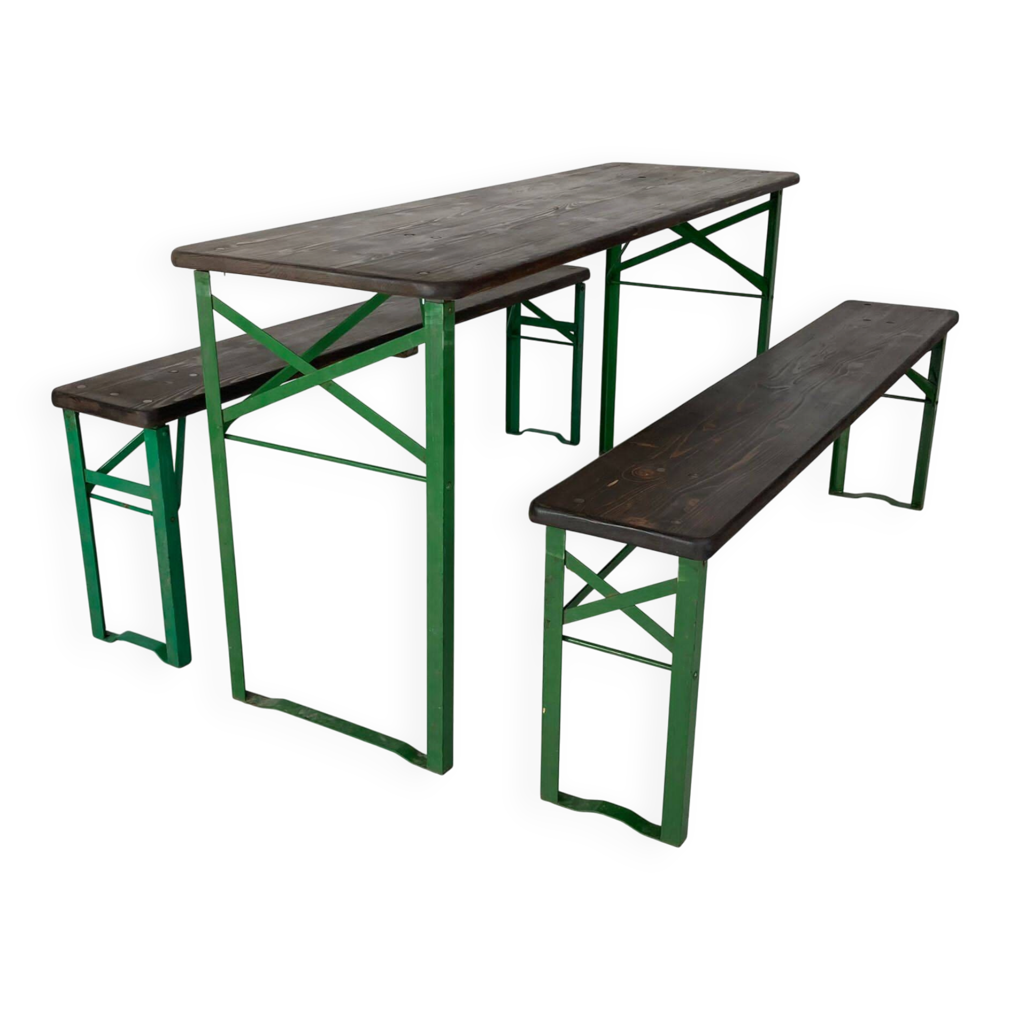 Table et bancs de bière allemands vintage de longueur sur mesure
