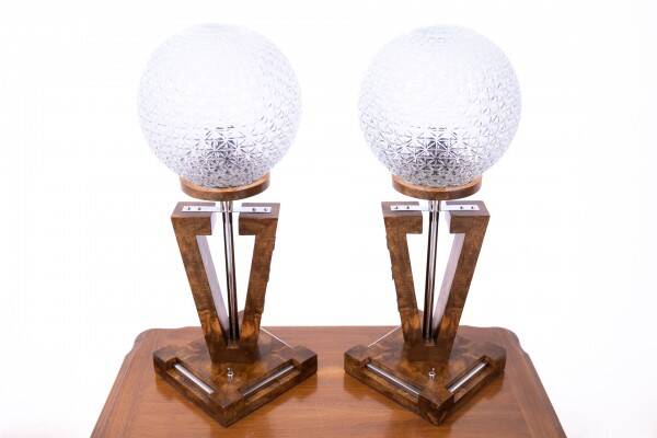 Pair of Art Deco lamps, Poland, 1950s.