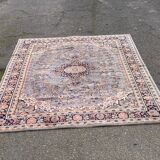 Beige and blue wool Persian rug with a velvet effect, 170x240cm.