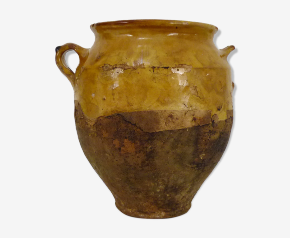Pot à confit jaune vernissé, sud ouest de la France, Pyrénées XIXème