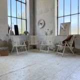 4 white wooden garden chairs