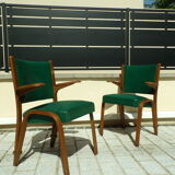 Pair of Bow Wood armchairs by Hugues Steiner