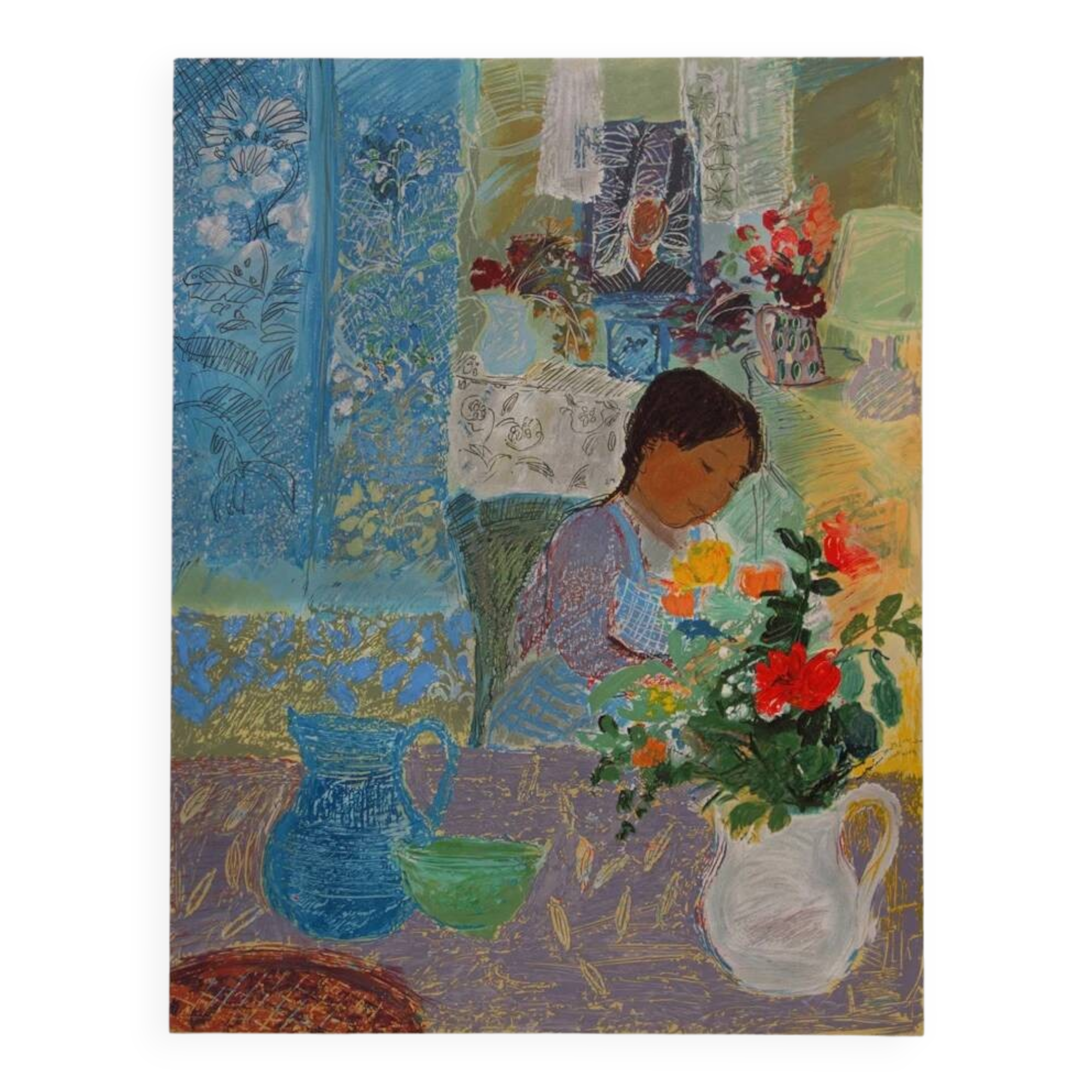 Nancy DELOUIS: Little girl's dream, original signed lithograph.