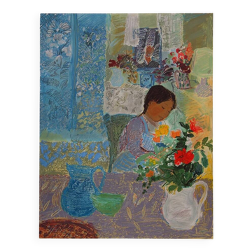 Nancy DELOUIS: Little girl's dream, original signed lithograph.