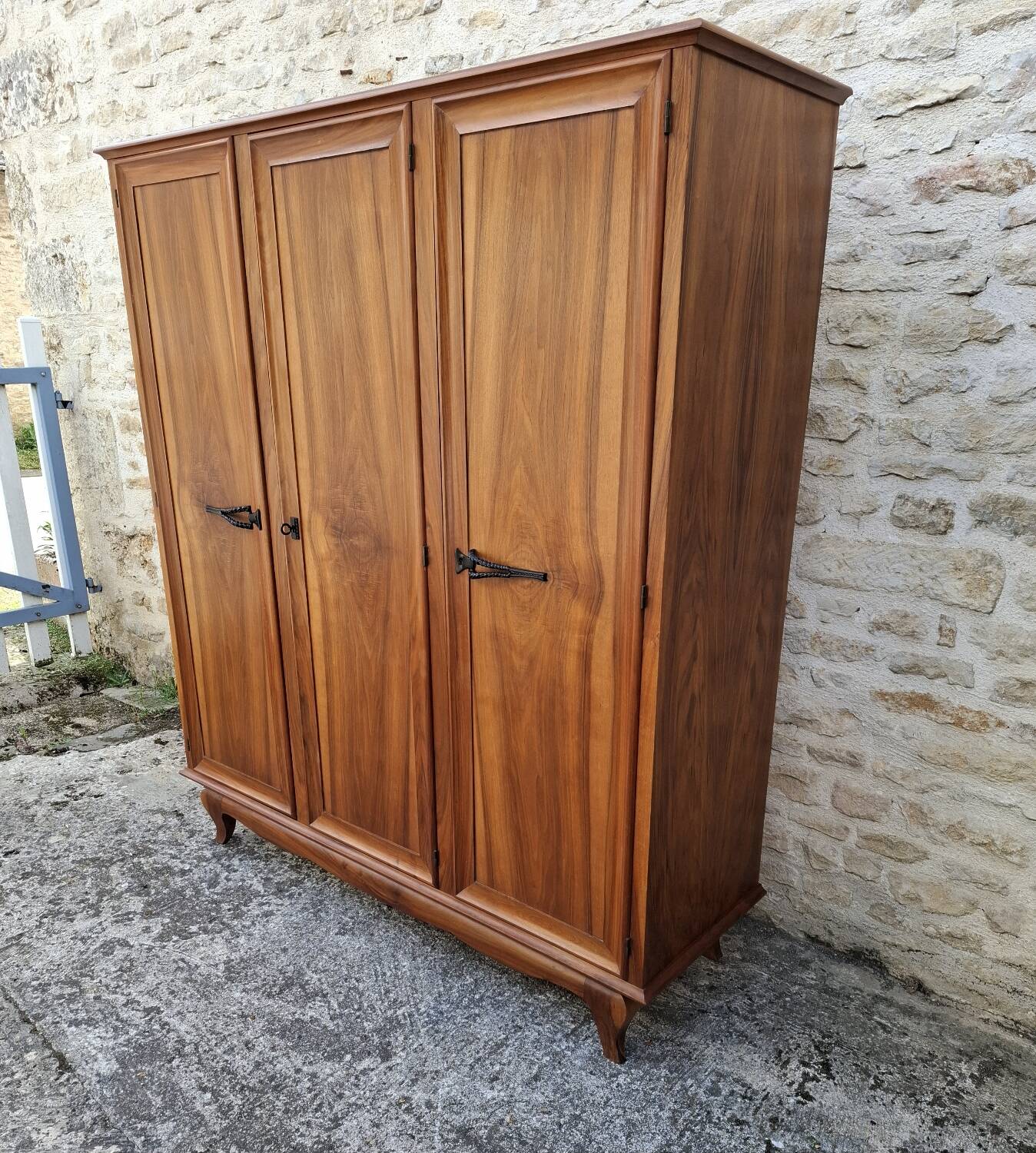 3-door walnut wardrobe