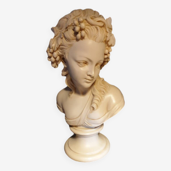 Resin bust young girl with grapes