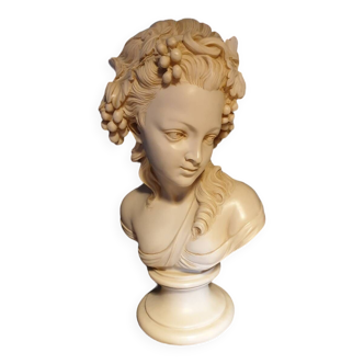 Resin bust young girl with grapes