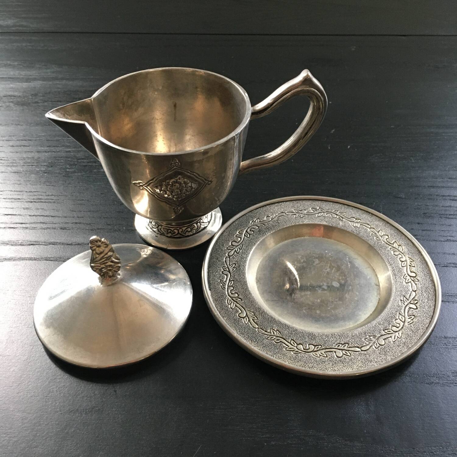 Classic silver metal creamer