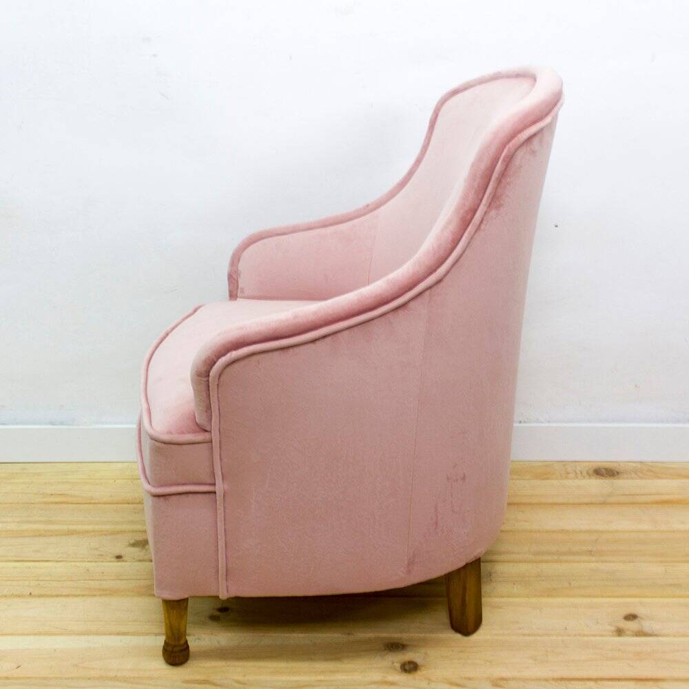 Mid-Century Fabric and Wood Armchair, 1950s