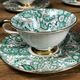 Porcelain coffee service multicolored and gilded cashmere designs signed BM France
