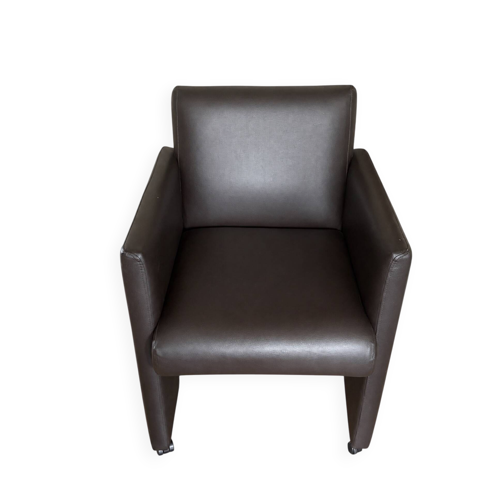 Modern armchair in brown faux leather