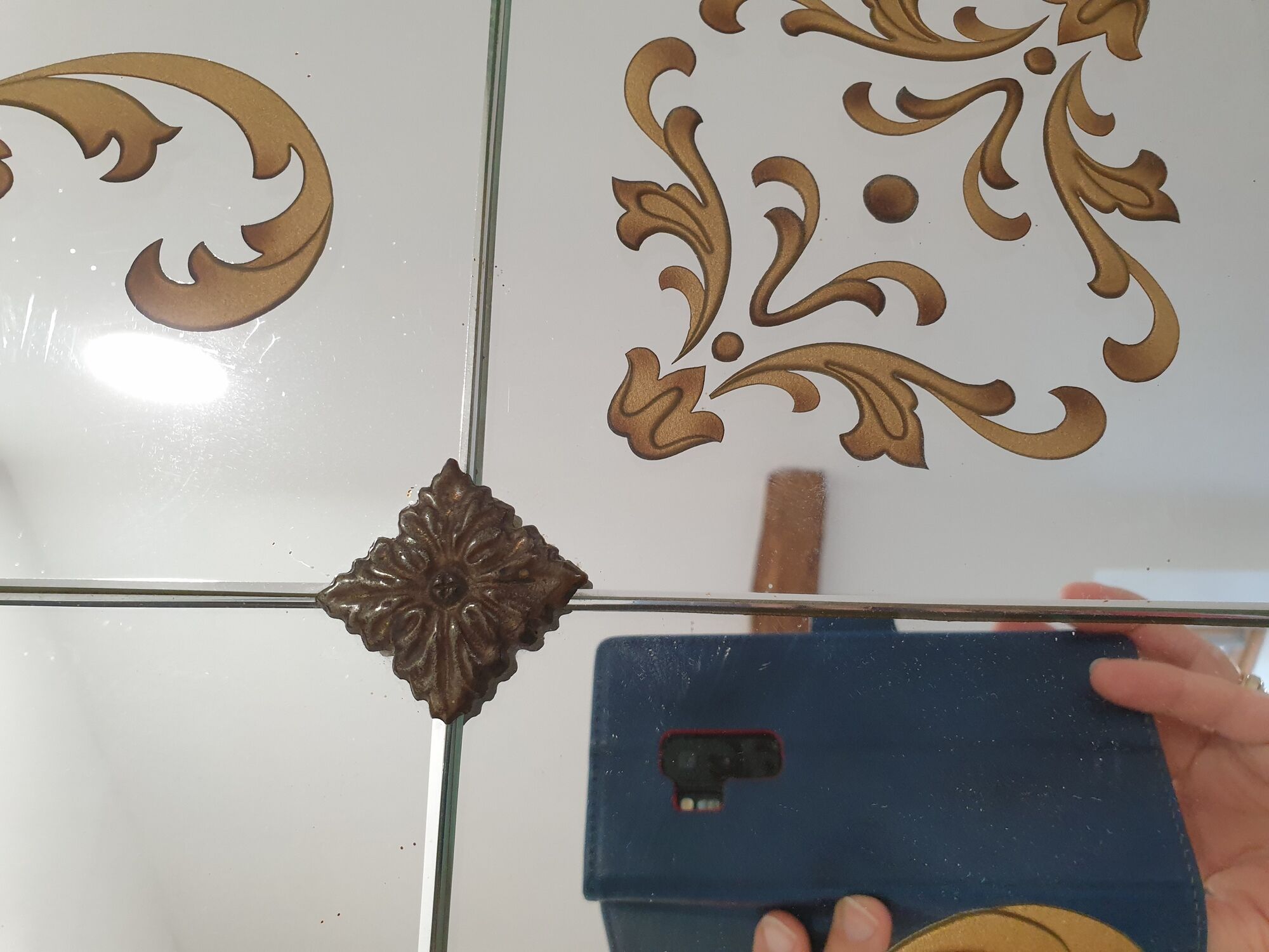 Large brasserie bistro mirror in eglomised glass