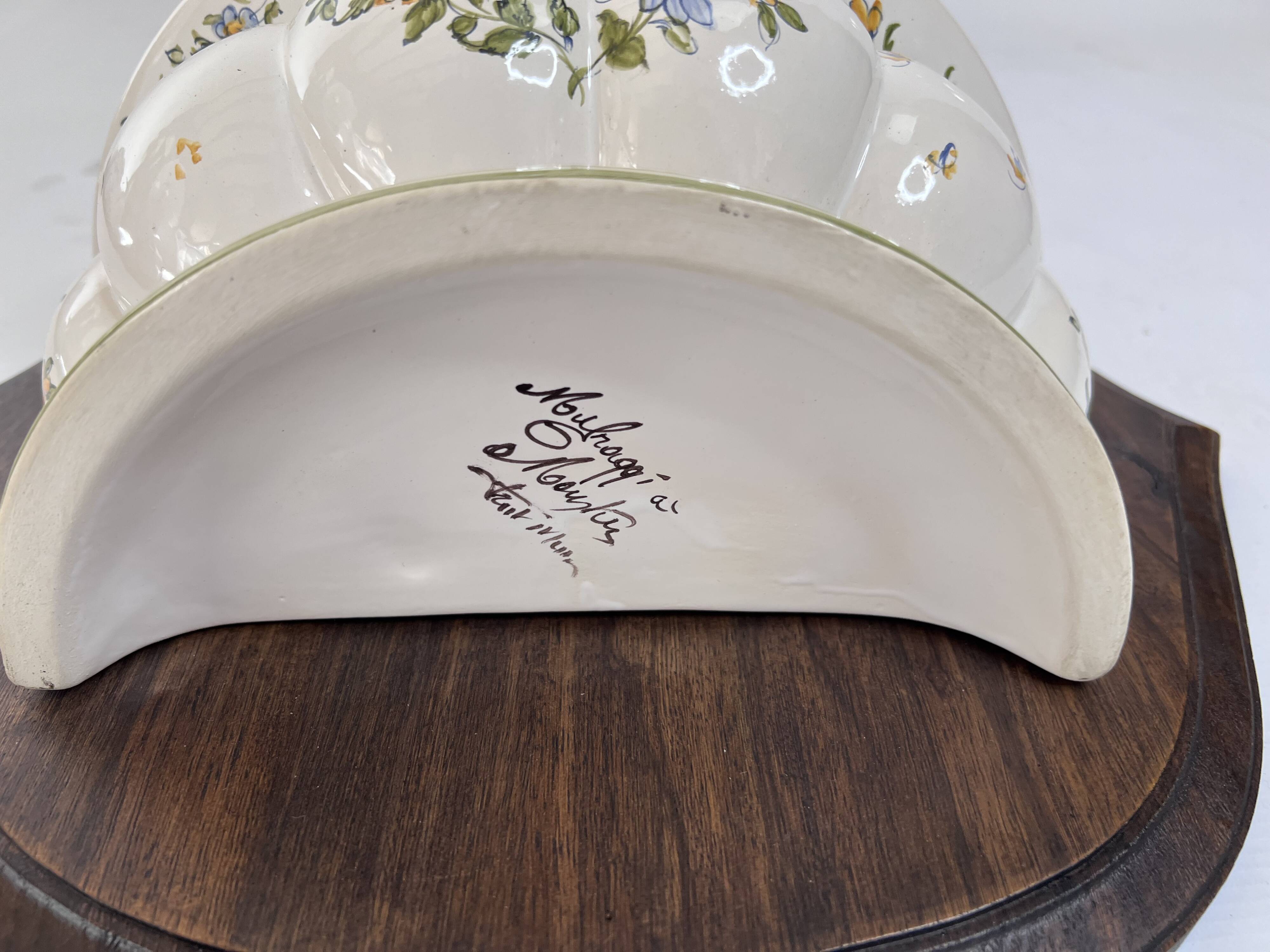 Moustiers wall fountain in signed earthenware – country house spirit