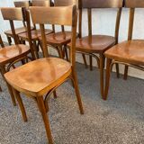 Set of 8 varnished bistro chairs