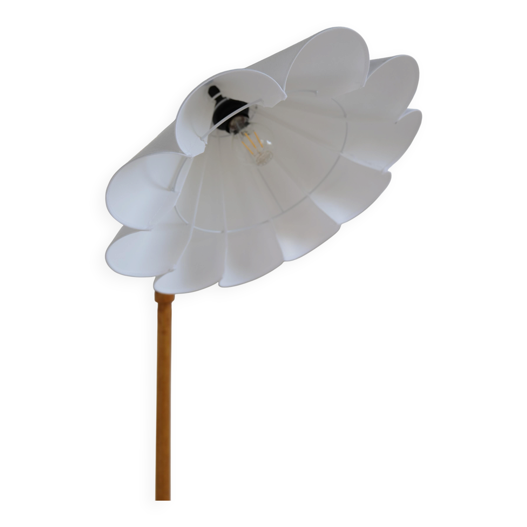 Organic Art Deco floor lamp in stained birch, Sweden, 1930s.