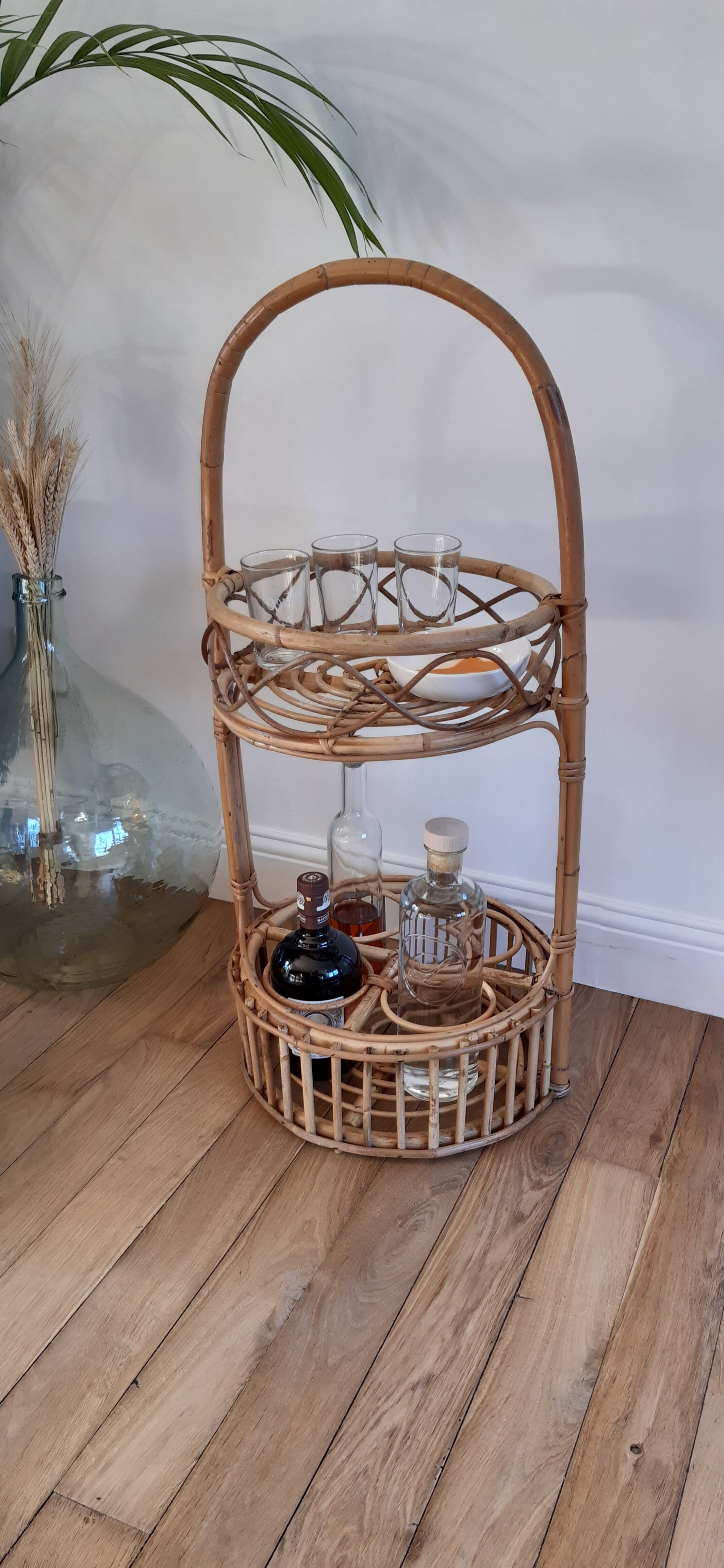 Rattan bar service 70s