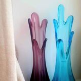 Vase corolle en verre bleu
