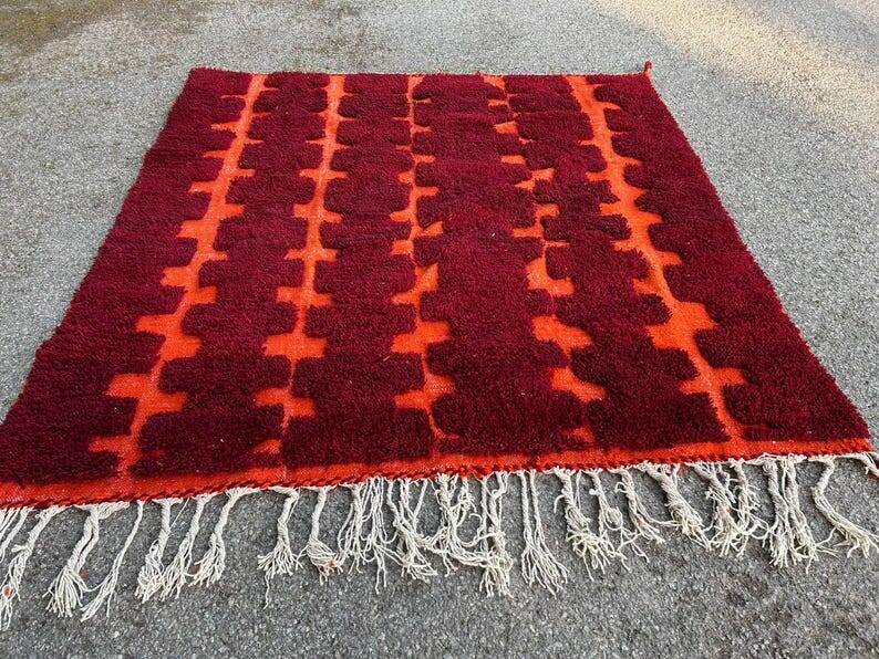 Moroccan Berber Beni Ourain Custom Red Rug 250/150cm