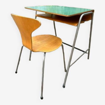 Bureau d’écolier et sa chaise Vintage années 60-70