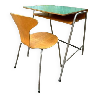 Vintage school desk and chair from the 60s and 70s