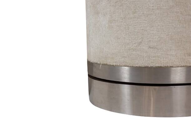 Circular bar in brushed metal, wood and carpet. 1970s.