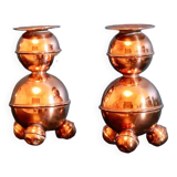 Pair of Swedish copper candlesticks from the mid-century by ALB Lindstrom Eskiltuna.