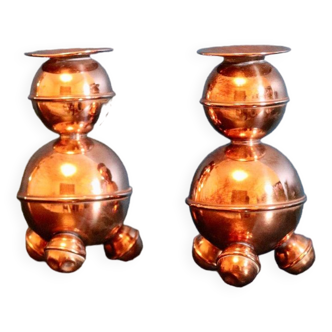 Pair of Mid-Century Swedish Copper Candle Holders by ALB Lindstrom Eskiltuna