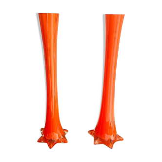 Pair of large vintage orange vases