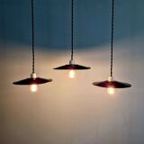 Ensemble de 4 suspensions industrielles en tôle émaillée noire et blanche