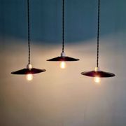 Set of 4 industrial pendant lights in black and white enamelled sheet metal