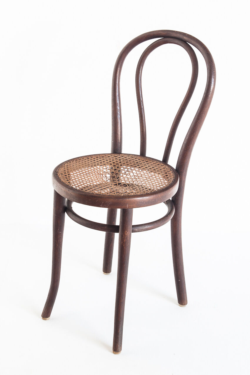 Set of 4 chairs. Bentwood and canning. Vintage. France, 50s