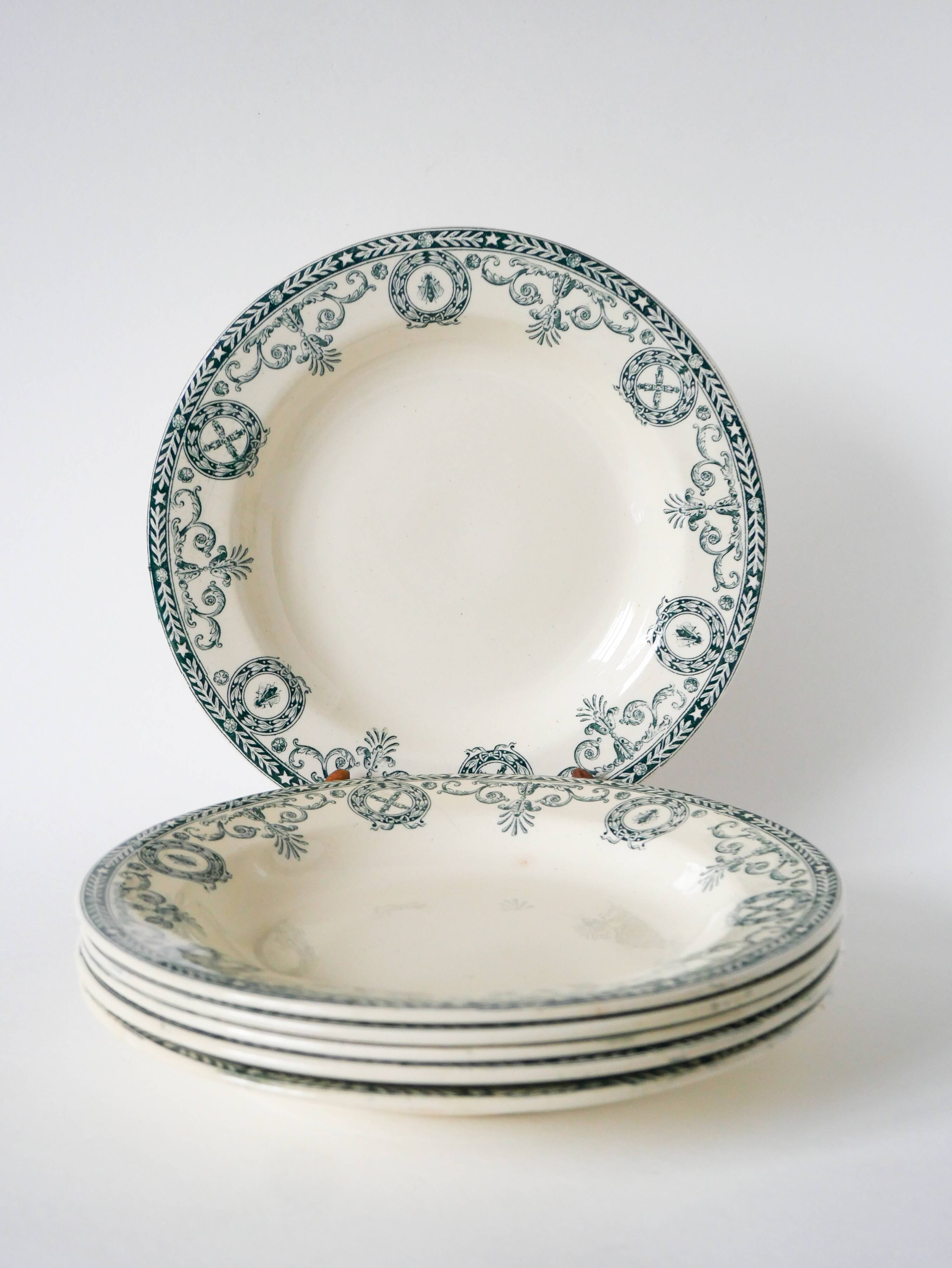 Set of 6 deep plates in Terre de Fer, Salins model "Cambacéres" 19th century