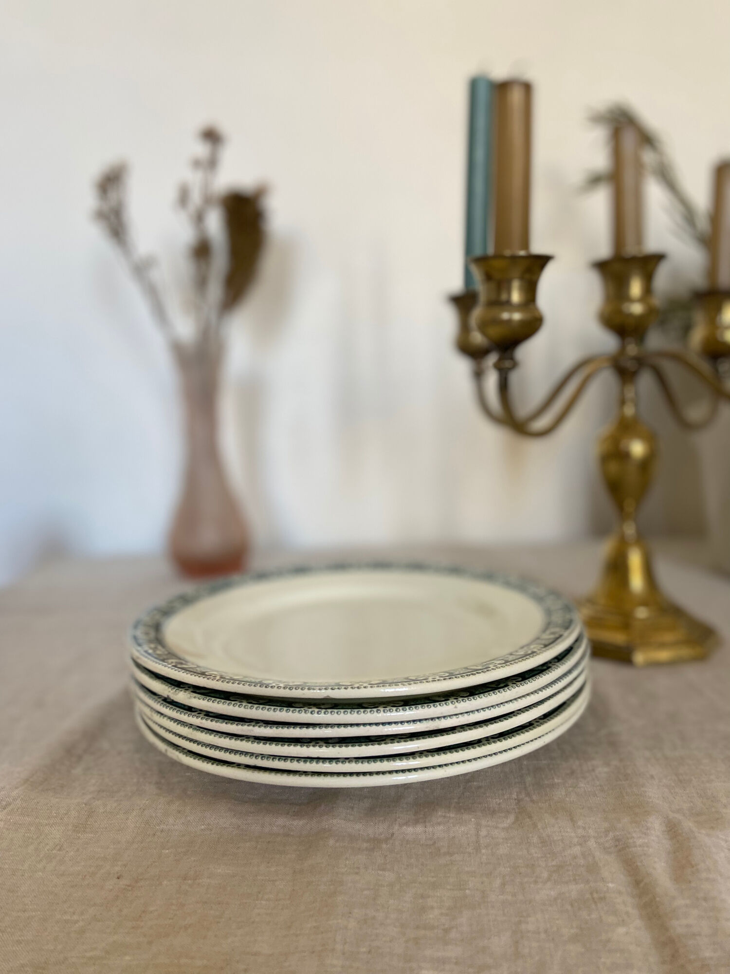 Plates flat porcelain Iron earth Vintage antique tableware