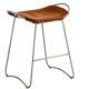 Contemporary organic bar stool Kitchen bar Old silver metal Black leather