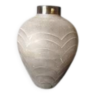 Art Deco /1910/40 moulded pressed smoked vase (30 cm)