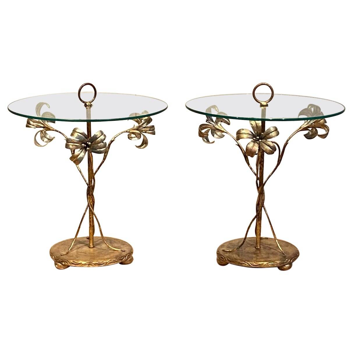 Palladio, pair of Italian cocktail side tables tables
