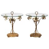 Palladio, pair of Italian cocktail side tables tables