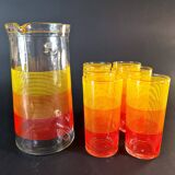 Service à orangeade vintage "Coucher de Soleil Pop"